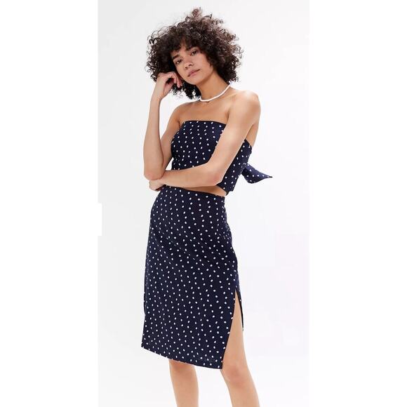 Urban Outfitter Skirt & Top Medium Navy Blue PiP Polka Dot Set - Picture 1 of 5